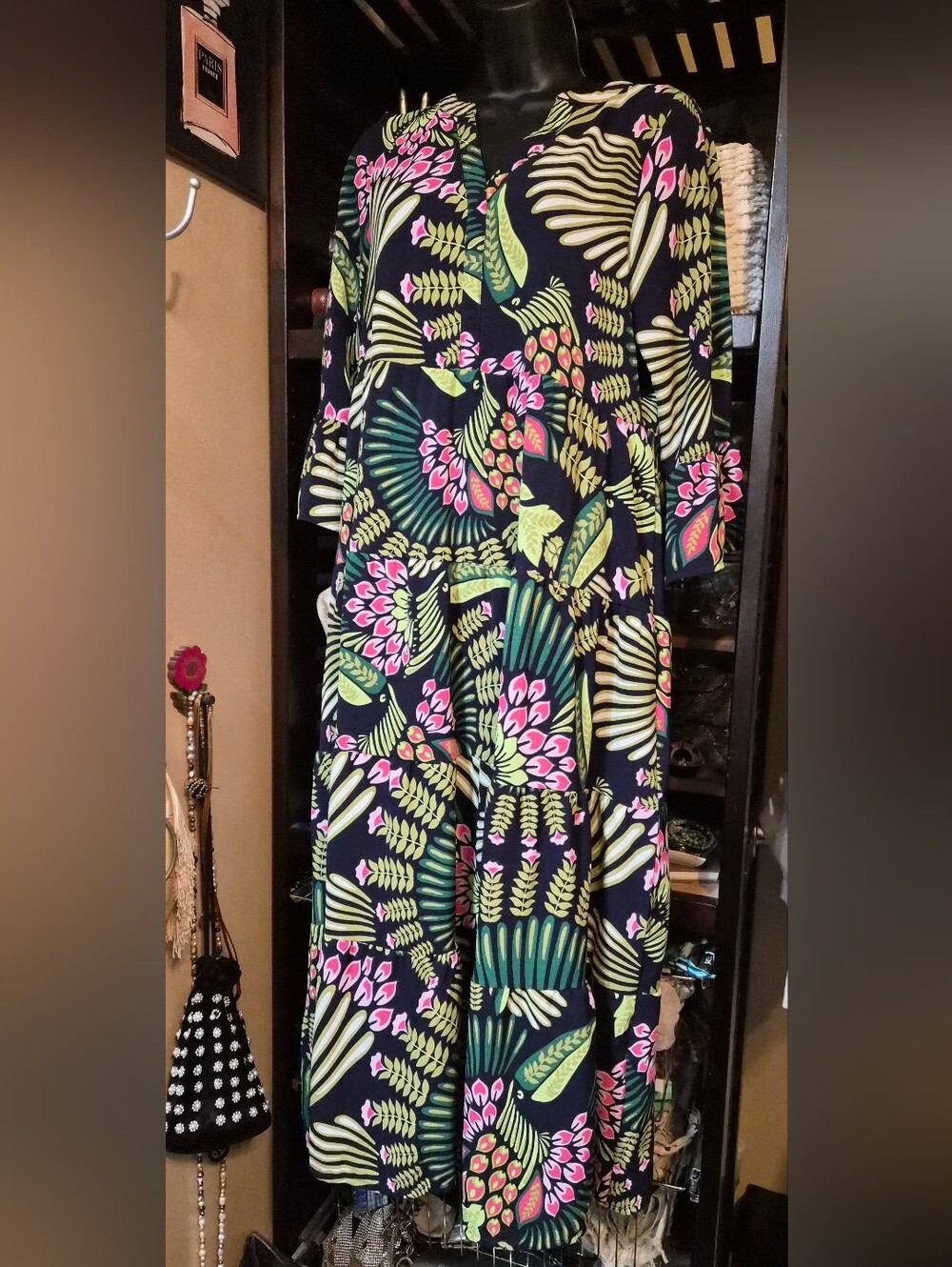 Michelle McDowell NWOT Women's Midi Teired Floral Vibrant Dress Size XS
